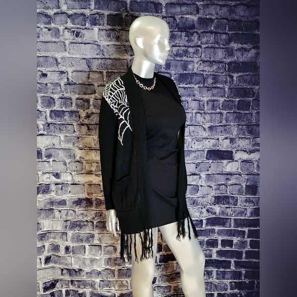 RARE! Spider Web Black Cardigan Sweater from Too Fast - Picture 3 of 13